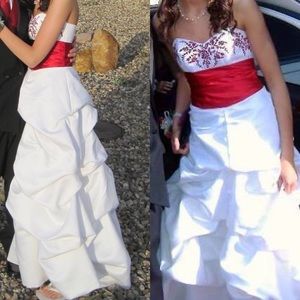 White & Red Prom Dress